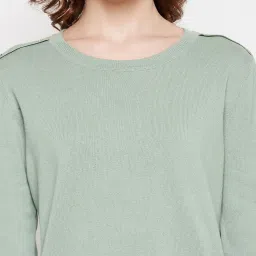 MADAME Sage Green Regular Fit Pullover image 5