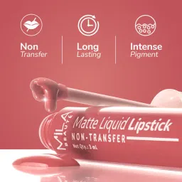 Mila Beauté Non Transfer Mauves & Pinks Liquid Lipstick Set Of 3 Matte Finish image 5