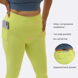 BlissClub Women Lime The Motivator Leggings With Two Deep Side Pockets image 5