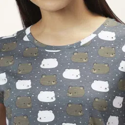 Dreamz by Pantaloons Grey Pink Cotton Graphic Print T-Shirt Shorts Set image 5