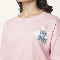Dreamz by Pantaloons Pink Cotton Graphic Print T-Shirt image 5