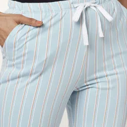 Dreamz by Pantaloons Blue Cotton Striped Pyjamas image 5