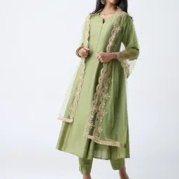Vark by Westside Olive Solid Anarkali Ethnic Set image 3