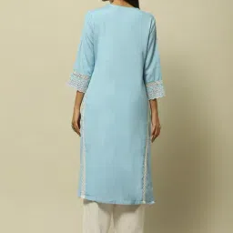 Rangriti Blue Embroidered Straight Kurta image 2