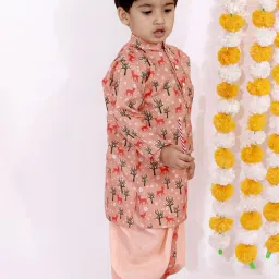 Little Bansi Kids Peach Cotton Printed Kurta Set image 3