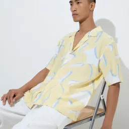 nuon men Nuon by Westside Light Yellow Abstract Design Relaxed-Fit Shirt-picture-43