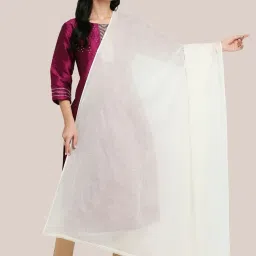 Dupatta Bazaar Off White Cotton Dupatta image 1