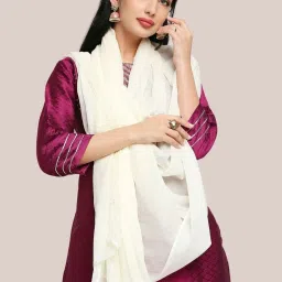 Dupatta Bazaar Off White Cotton Dupatta image 4