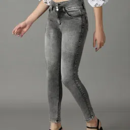 SHOWOFFFF Grey Embellished Slim Fit High Rise Jeans image 3