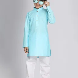 VASTRAMAY Kids Aqua Regular Fit Kurta Set image 4