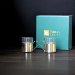 Indian Bartan Golden Brass Cup Set image 2
