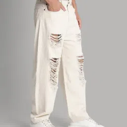 Bene Kleed Men Baggy Fit Highly Distressed Mid-Rise Cotton Jeans image 3