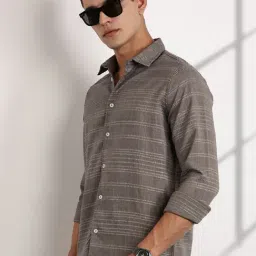 Thomas Scott Grey Slim Fit Self Pattern Shirt image 3