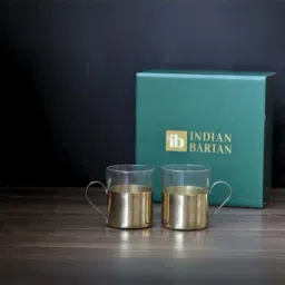 Indian Bartan Golden Brass Cup Set image 4