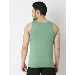 Underjeans by Spykar SAGE GREEN 100% Cotton Solid Regular Fit Vests image 2