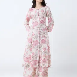 Zuba by Westside Pink Floral Detailed Palazzos image 3