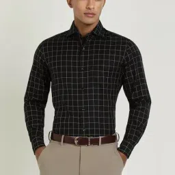 Allen Solly Black Cotton Regular Fit Checks Shirt-picture-15