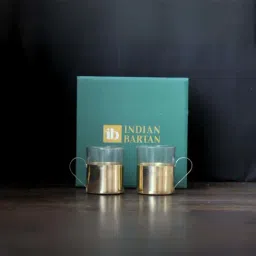 Indian Bartan Golden Brass Cup Set image 3