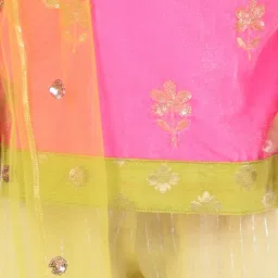 Little Bansi Kids Pink & Green Embroidered Suit Set image 4