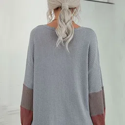 DressBerry Women V-Neck Colourblocked Long Sleeves Top image 5