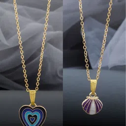 Birado Jewellery Set Of 2 Stainless Steel Gold-Plated Heart Shaped Pendants With Chains-image-97