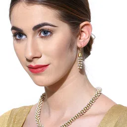 Zaveri Pearls White & Gold-Toned Beaded Jewellery Set-picture-23