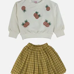 Little Surprise Box LLP Girls Embroidered Sweatshirt With Skirt & matching Sling Bag-image-77
