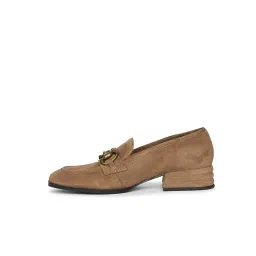 Saint G Women Taupe Suede Leather Loafers image 5
