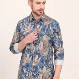 JADE BLUE Men Slim Fit Floral Opaque Printed Casual Shirt image 4