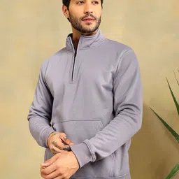 Unicus Apparel Men Self Design Mock Collar Sweatshirt image 5