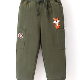 Babyhug Cotton Looper Knit Lounge Pant Fox Print - Olive Green-image-73