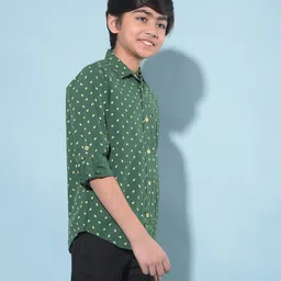 CRIMSOUNE CLUB Full Sleeves Corn Printed Shirt - Green-picture-17