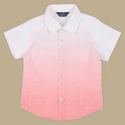 INFINITY Linen Cotton Half Sleeves Ombre Shirt - Pink-picture-24