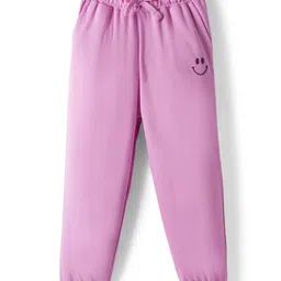 kookie kids india Kookie Kids Terry Knit Full Length Joggers With Smiley Print & Pockets - Mauve-picture-29