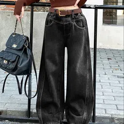 LULU & SKY Girls Wide Leg High-Rise Light Fade Stretchable Jeans-picture-34