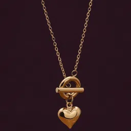 PALMONAS 18k Gold-Plated Ridge Heart T-Bar Stainless Steel Chain-picture-30