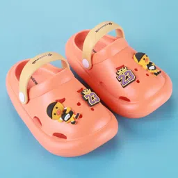Cute Walk by Babyhug Clogs with Backstrap & Sport Theme Applique - Orange image 2