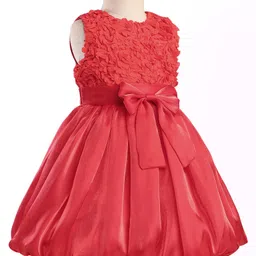 Mark & Mia Sleeveless Party Dress With Floral & Bow Applique - Red image 3