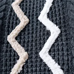 Yellow Apple Knitted Full Sleeves Pullover Sweater With Cable Knit Design - Charcoal Grey image 3