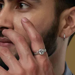 LeCalla Men 925 Sterling Silver-Plated Cubic Zircon Studded Finger Ring-picture-25