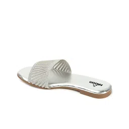 AROOM Women Metallic Embellished Open Toe Flats image 3