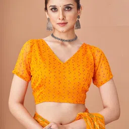 KALINI Yellow Bandhani Printed Zari Bandhani Saree image 3