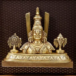Exotic India White & Brown Tirupati Balaji Textured Wooden Framed Hanging Wall Decor image 3