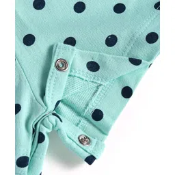 Babyoye Cotton Lycra Knit Singlet Sleeves Polka Dots Printed Romper with Frill Detailing - Aqua Blue image 4