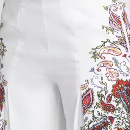 SHAYE White Printed Regular Fit Mid Rise Pants image 5