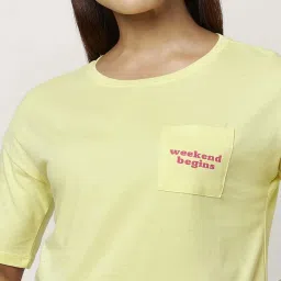 Dreamz by Pantaloons Lime Yellow Cotton Printed T-Shirt image 5