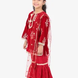 Little Bansi Kids Maroon Embroidered Suit Set image 3