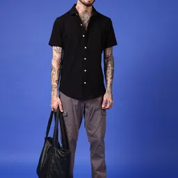 THE BEETEL HOUSE Men Relaxed Fit Textured Spread Collar Casual Shirt image 2