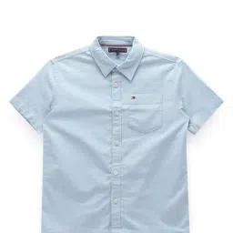 Tommy Hilfiger Boys Blue Solid Archive Fit Shirt-image-97