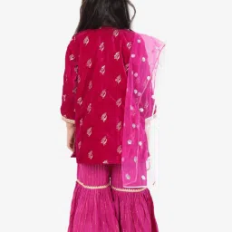 Little Bansi Kids Rani Embroidered Suit Set image 2